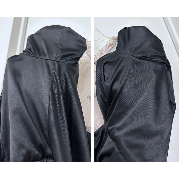 Saloni Cherie Bows Lace Velvet Mini Dress Black Pink Beaded Crystal US 6 - Picture 16 of 16